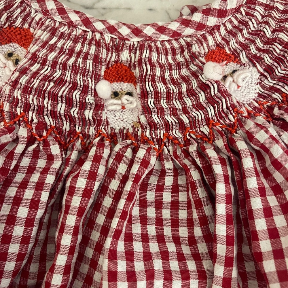 Christmas smocked Santa clause romper